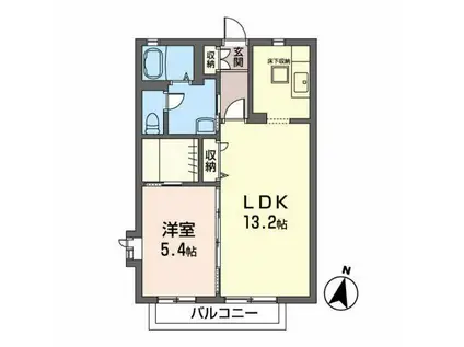 オンワードイン(1LDK/1階)の間取り写真