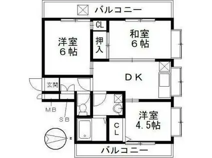 アメニティ国分寺(3DK/2階)の間取り写真