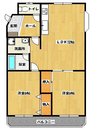 ミズマハイツ(2LDK/1階)の間取り写真