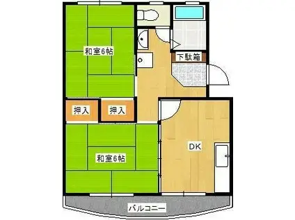 カトリエーム吉永(2DK/2階)の間取り写真