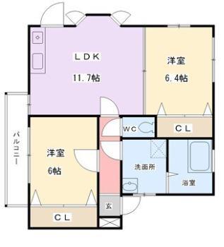 ハミングハイツ(2LDK/2階)の間取り写真