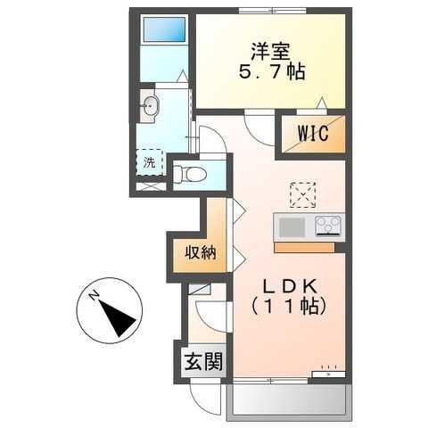 クオリア(1LDK/1階)の間取り写真