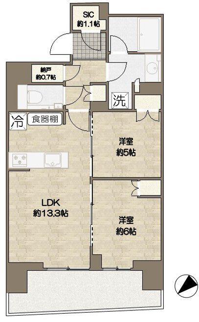 HARUMI FLAGSUN VILLAGE B棟(2LDK/11階)の間取り写真