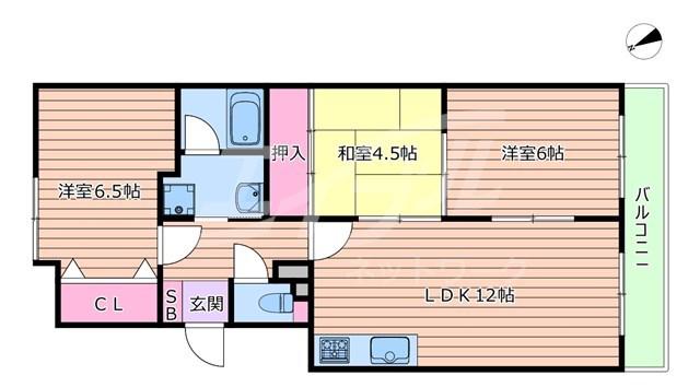 新千里ハイツこうじ(3LDK/6階)の間取り写真