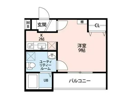 シャンブル英美3(ワンルーム/4階)の間取り写真