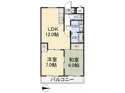 グランドステータス楠(2LDK/2階)の間取り写真