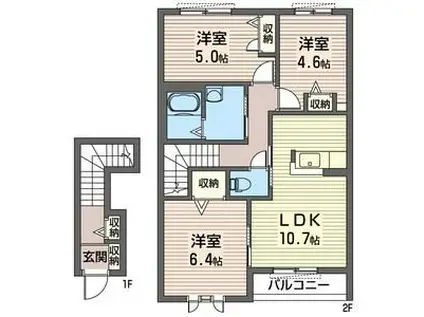 エンジェル A棟(3LDK/2階)の間取り写真