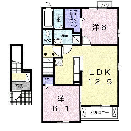 ノブリスタウン稲沢(2LDK/2階)の間取り写真