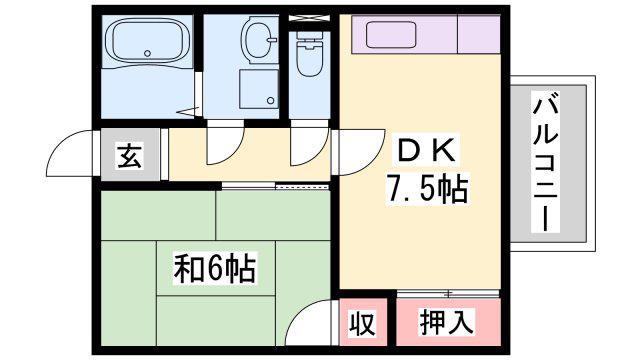 マイアール新町(1DK/2階)の間取り写真