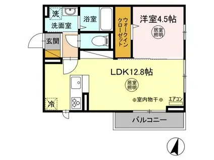 コンフォート 那珂(1LDK/3階)の間取り写真