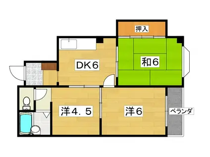 赤井マンション香里(3DK/2階)の間取り写真