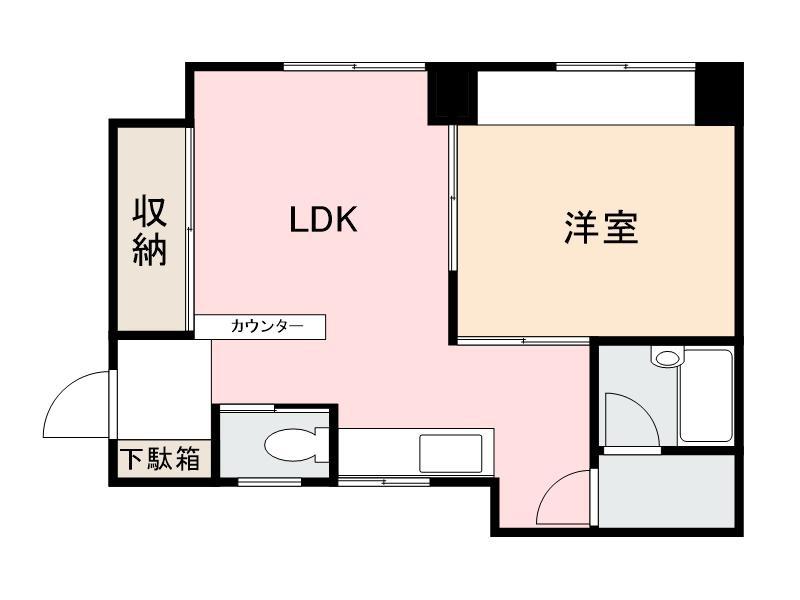 江郷第一ビル(1LDK/4階)の間取り写真