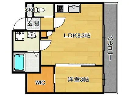 キニスム東五百住町3丁目(1LDK/2階)の間取り写真