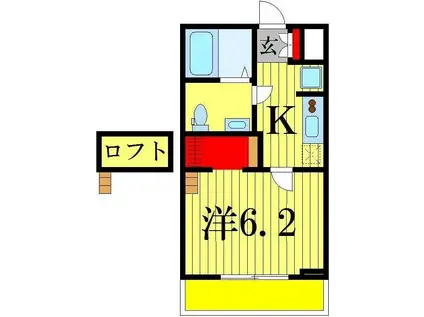 ヴィレッジ京成高砂サウスサイド(1K/1階)の間取り写真