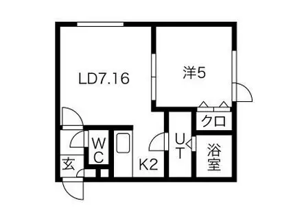 ビーウエストIII(1LDK/1階)の間取り写真