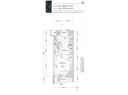 OMNIA横濱阪東橋(1K/6階)の間取り写真