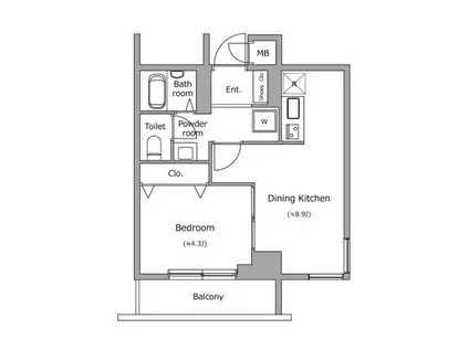 レジディア新宿イースト(1DK/4階)の間取り写真