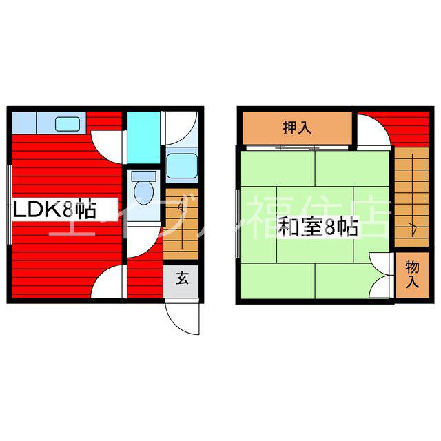 笹川マンション(1LDK/2階)の間取り写真
