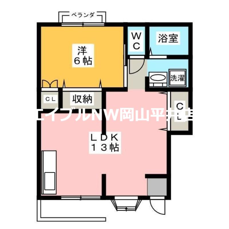 フローラルガーデンB棟(1LDK/1階)の間取り写真