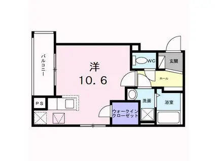 ヒカルサ神戸王塚台I(ワンルーム/1階)の間取り写真