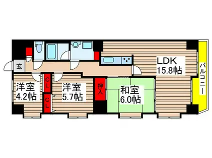 グローリア初穂船橋金杉(3LDK/3階)の間取り写真
