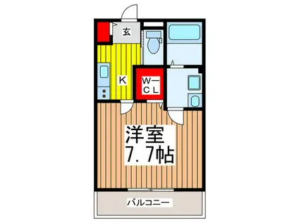 ブルームコートR(1K/1階)の間取り写真