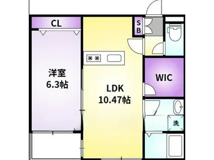 L-BLOOM御井(1LDK/1階)の間取り写真