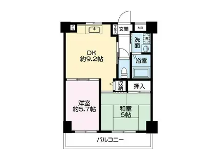 オリーブ(2DK/5階)の間取り写真