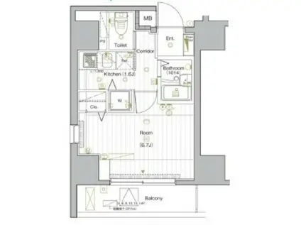 SYNEX HON-KOMAGOME(1K/12階)の間取り写真