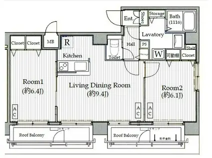 ガラステージ日本橋(2LDK/11階)の間取り写真