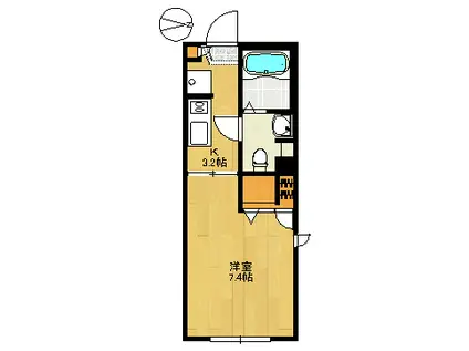 MAISONS(1K/2階)の間取り写真