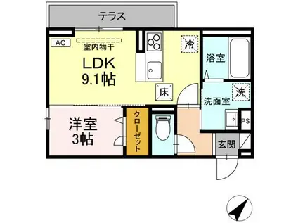 レスア柏崎I(1LDK/1階)の間取り写真