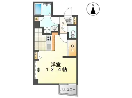 プランドール ウィステリア(ワンルーム/1階)の間取り写真