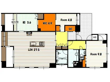 プレティナージュ御池東洞院(3LDK/12階)の間取り写真