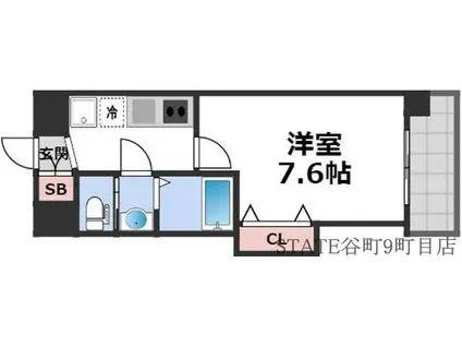 LUXE玉造I(1K/7階)の間取り写真