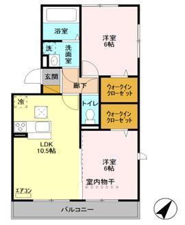 CHコート(2LDK/1階)の間取り写真