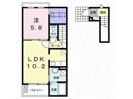 クレードルII(1LDK/2階)の間取り写真
