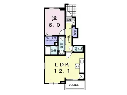 ヴィラージュ・コスモスB(1LDK/1階)の間取り写真