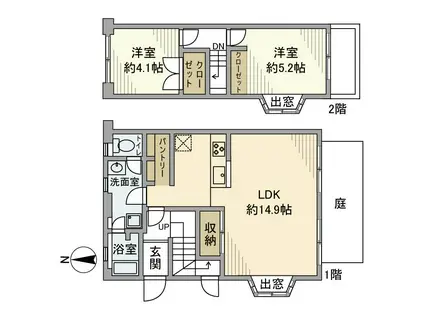 メイゾン芳野(2LDK/2階)の間取り写真