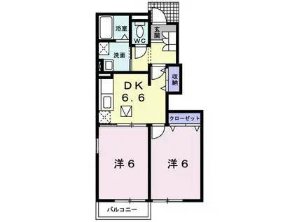オレンジDAYS B(2DK/1階)の間取り写真