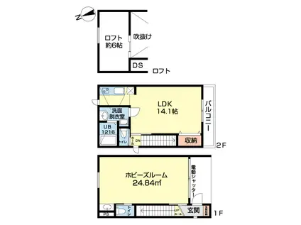 GROW(ワンルーム/1階)の間取り写真