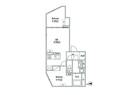グランパセオ大森3(2LDK/1階)の間取り写真