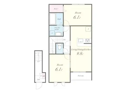 リュクス西明石II(2LDK/1階)の間取り写真