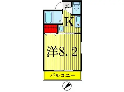 DANハイツ3(1K/1階)の間取り写真