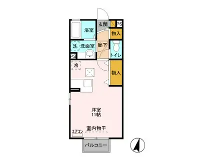 ブルックタウン A(ワンルーム/1階)の間取り写真