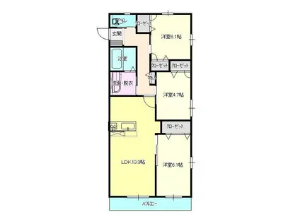 エアフォルク(3LDK/2階)の間取り写真