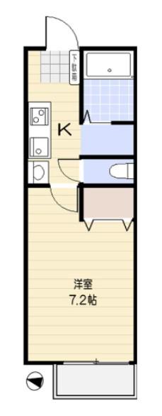 BE PROUD(1K/2階)の間取り写真