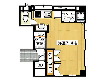 エル・プエンテ 手割引 ペット トイレ別 駅近 楽器(ワンルーム/3階)の間取り写真