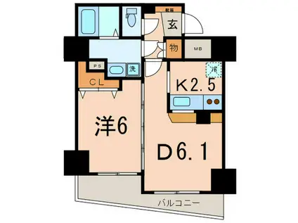 シルフィード南平台A・B・C(1DK/4階)の間取り写真