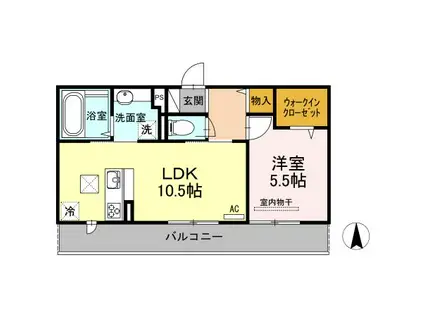 アヴァンスII(1LDK/1階)の間取り写真